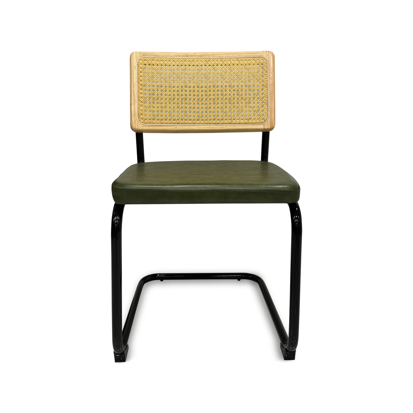 Cane-Back Leather Dining Chairs (Set of 2)